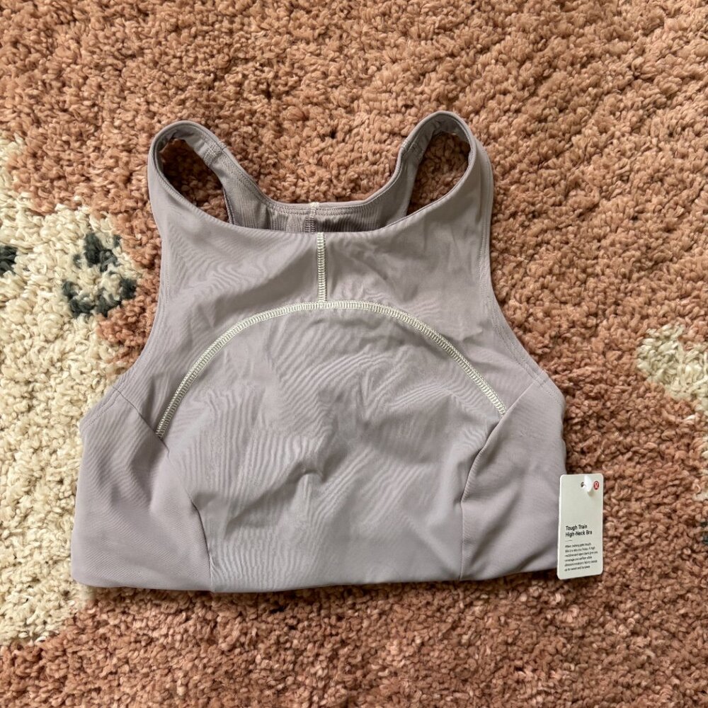 Lululemon NWT Tough Train High Neck Bra Mauve Grey / Light Sage Womens Size 6 - Picture 3 of 10